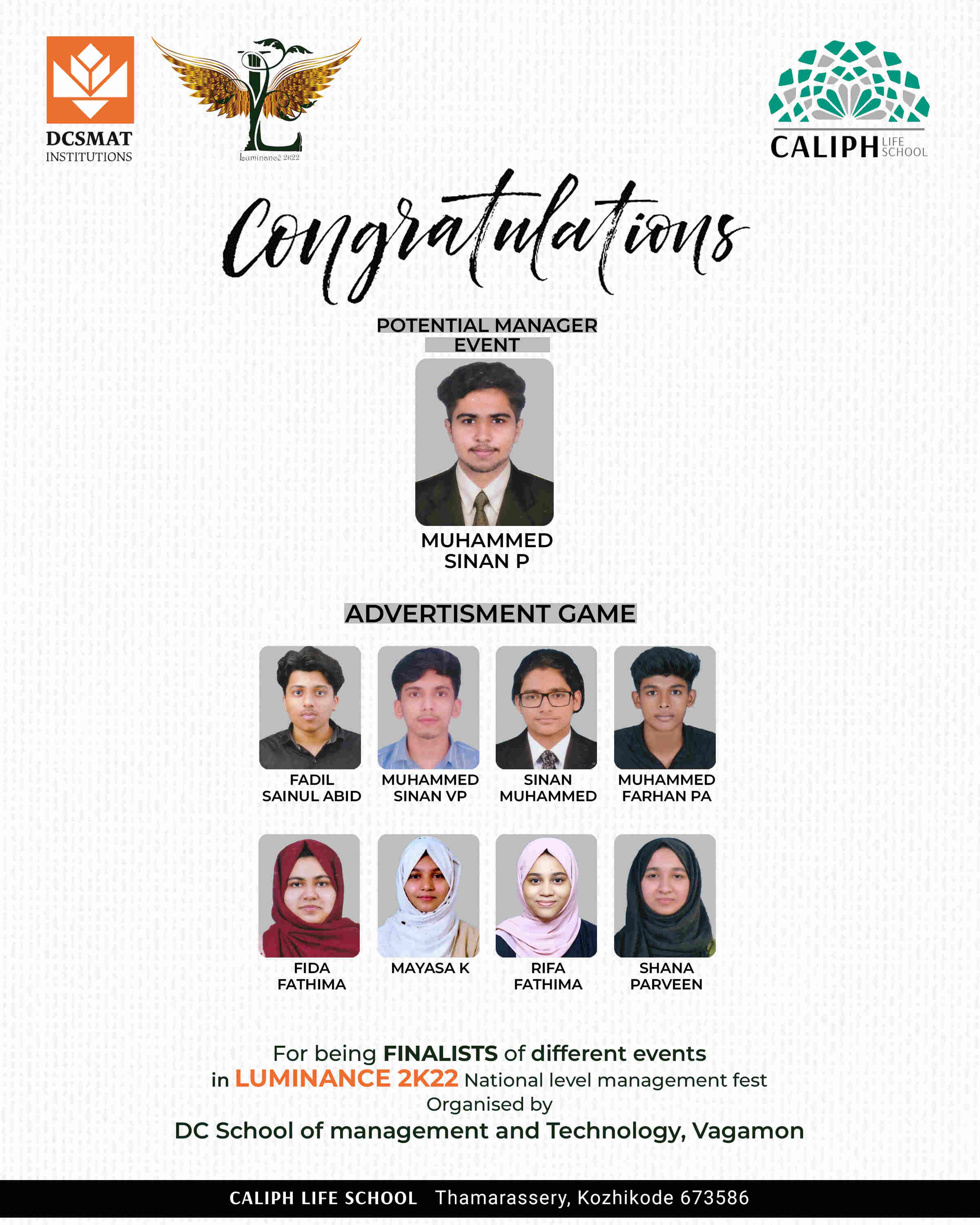 FINALISTS OF LUMINANCE MANAGEMENT FEST 2022